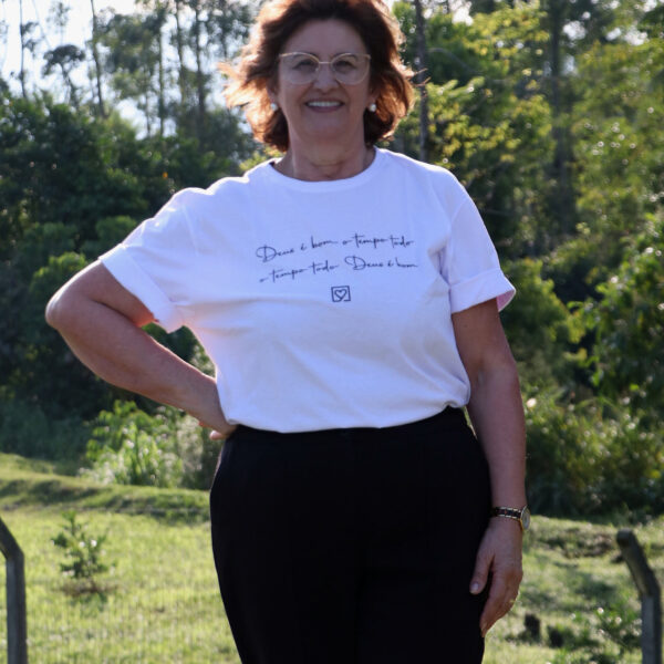 Camiseta "Deus é bom o tempo todo" — branco — principal